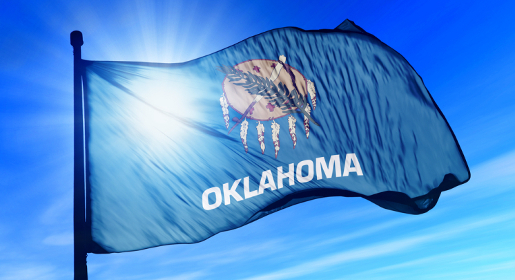 The state flag in Oklahoma combines symbolism from the Native American Osage and Choctaw peoples, prominent in the area.